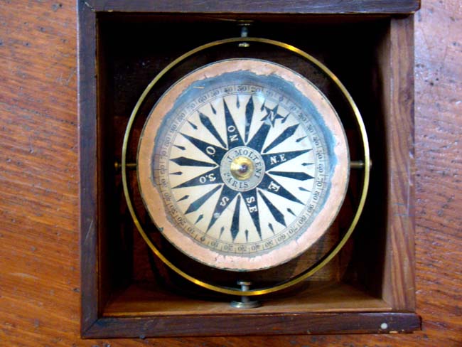 A fine boxed small boat compass by Joseph Molteni of Paris (1811-1852) circa 1840